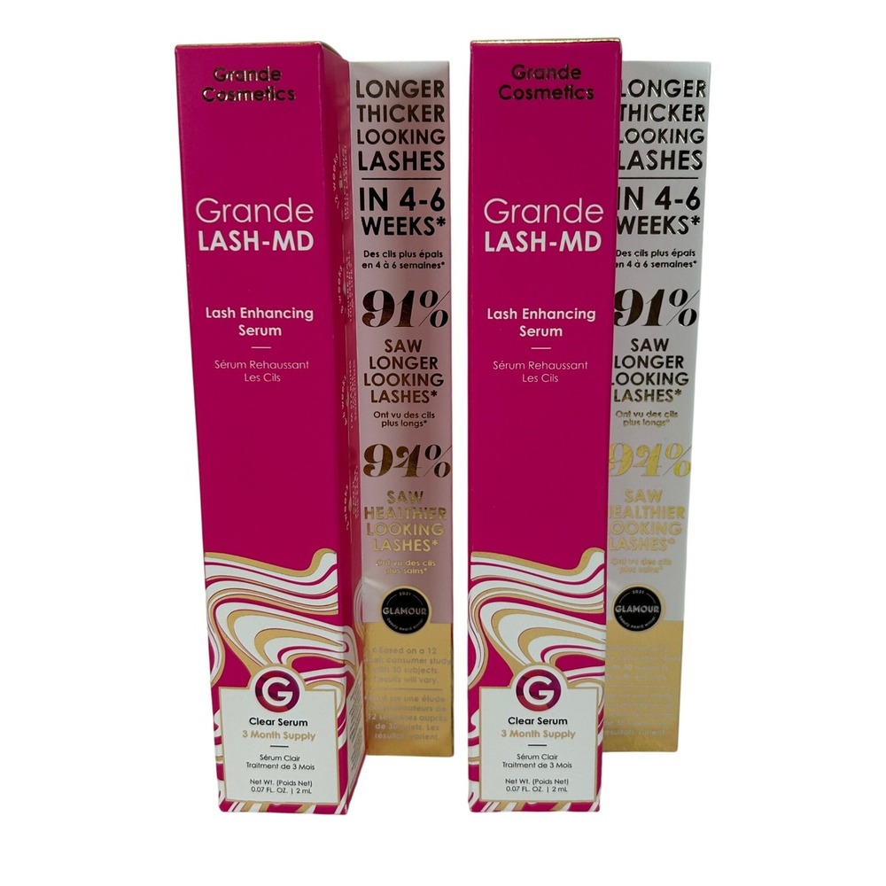 Grande Cosmetics GrandeLASH-MD Lash Enhancing Serum 2ml 3 Month Supply Lot of 2